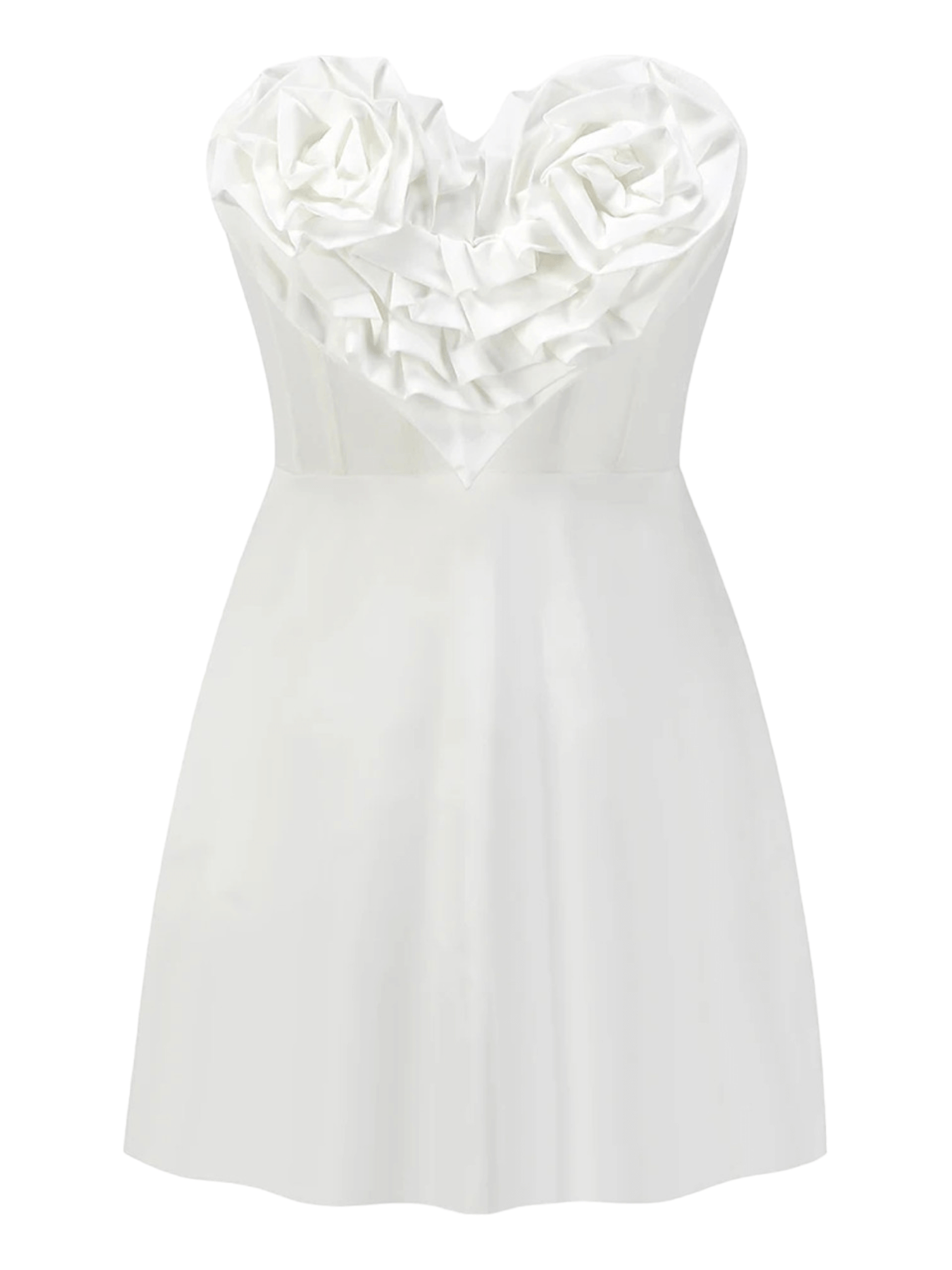 Floral Strapless A-Line Dress in White: Chic and Feminine Style for Any Occasion