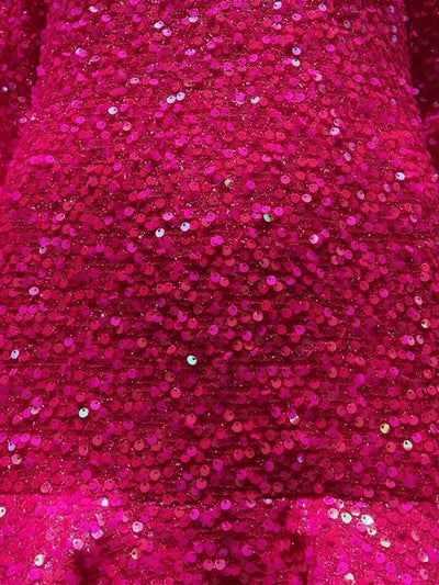 Hot Pink Sequin Gloves Mini Dress