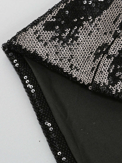 Black halter flower detail sequin maxi dress