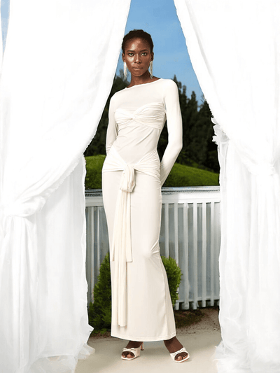 Sophisticated backless dress with tie waist