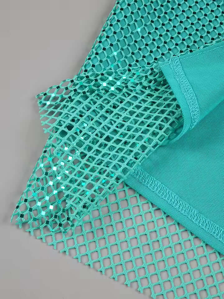 Strapless Green Teal Dress with Pearls and Glitter for Prom