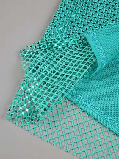 Strapless Green Teal Dress with Pearls and Glitter for Prom