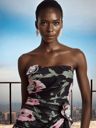 Chic Floral Strapless Mini Dress for Evening Events
