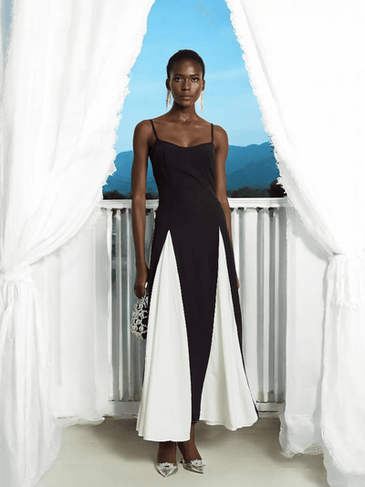 Women’s color block A-line evening dress