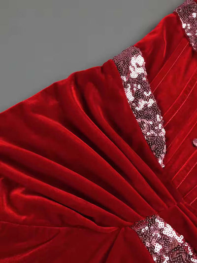 Elegant Red Mermaid Prom Dress with Sequins