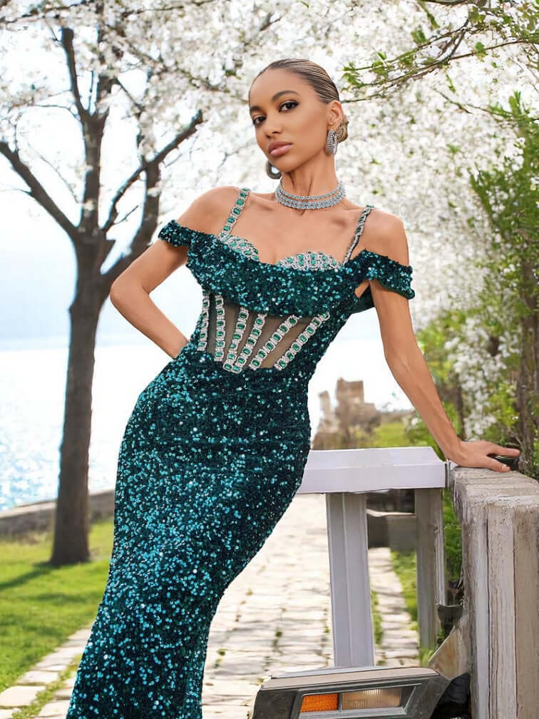 close-up embellished corset bodice