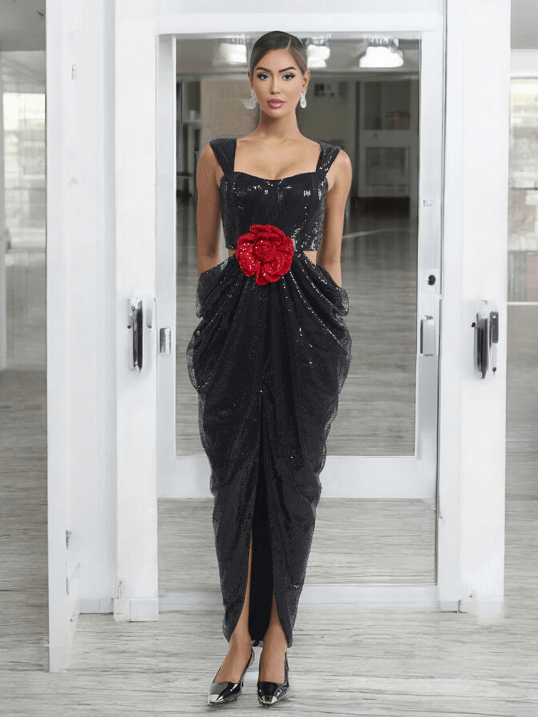 Rijono Cut Out Flower Sequin Maxi Dress – 25% Off Halloween Sale.