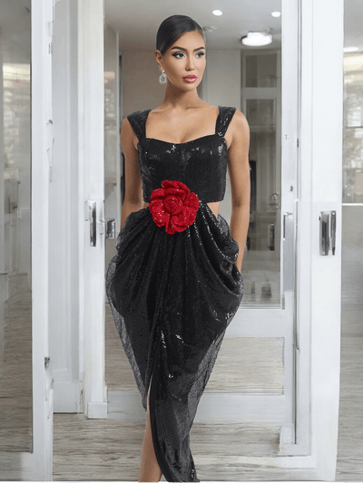 Rijono Cut Out Flower Sequin Maxi Dress – 25% Off Halloween Sale.