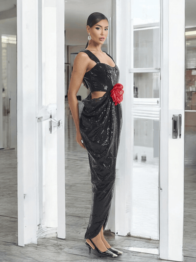 Rijono Cut Out Flower Sequin Maxi Dress – 25% Off Halloween Sale.