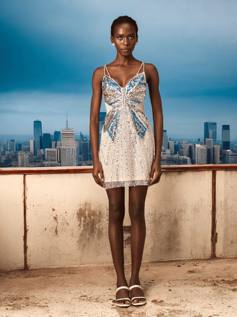Ida Bodycon Dress with Spaghetti Straps and Pearls
