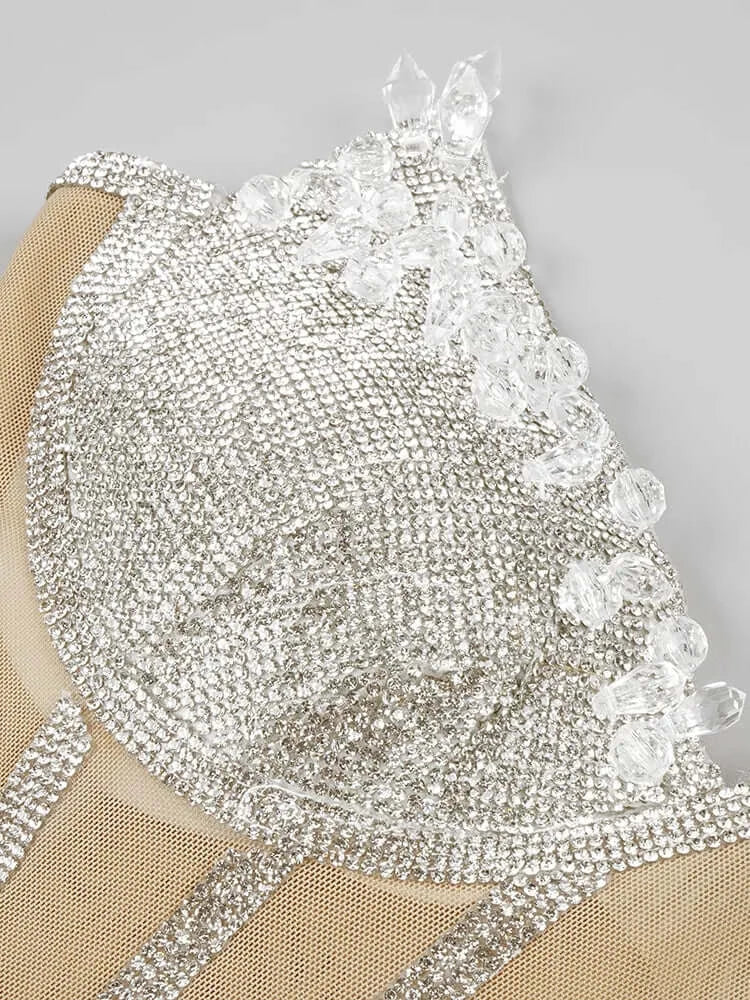 Strapless Sequins Crystals Corset Mini Dress