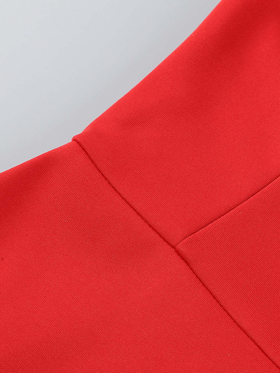 Close-up of the fabric of Flower One Shoulder Maxi Dress in Red, showing the high-quality cotton and polyester blend.