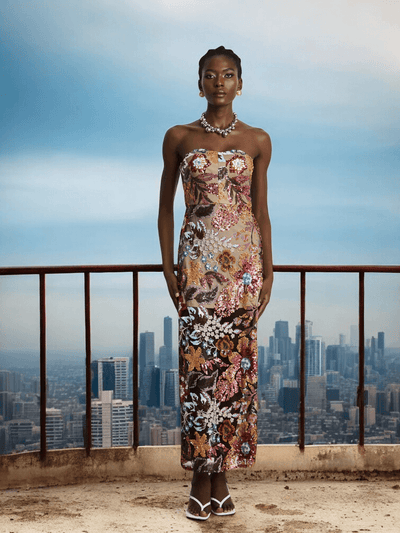 Elegant Strapless Mesh Dress