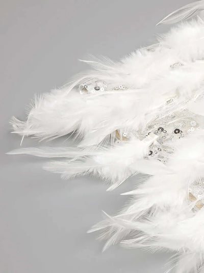 Image of a Rhinestone Feather Mini Dress