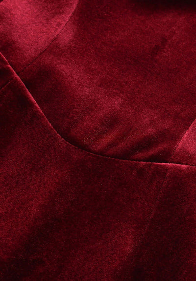 Stunning red strapless bustier maxi velvet dress