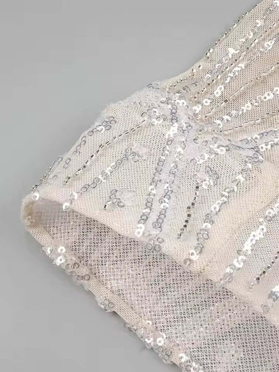 Ufana Pearl Detail Maxi Dress in Beige - elegant, pearl embellishments, flowing silhouette, sophisticated design