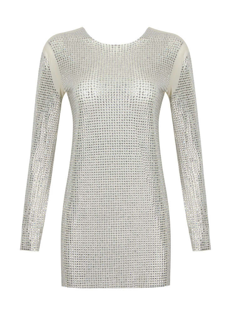 Long Sleeve Crystal Mini Dress