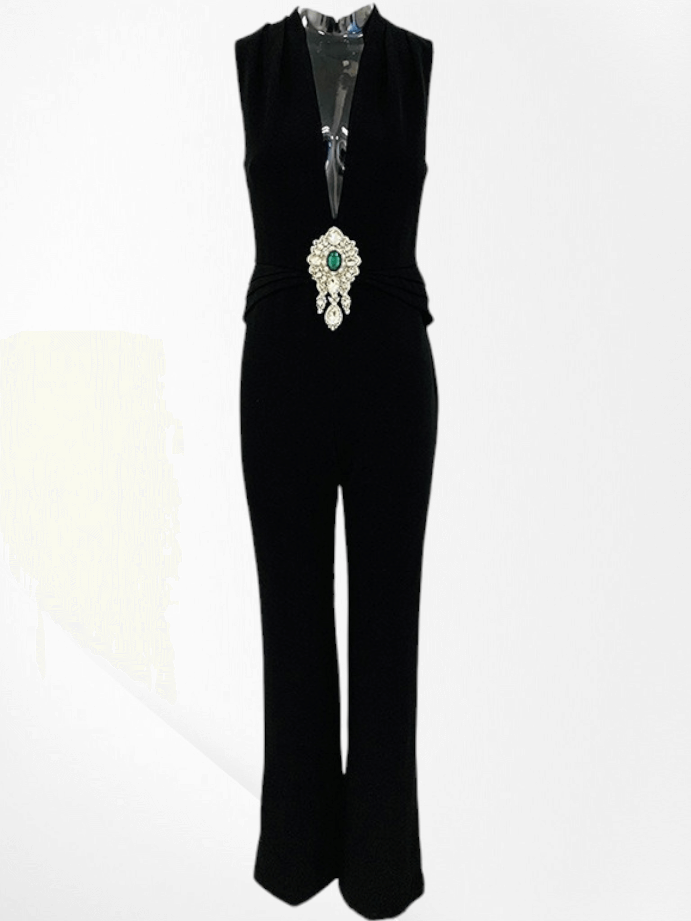 Stunning jumpsuit adorned with intricate beaded diamond embellishments for a glamorous look