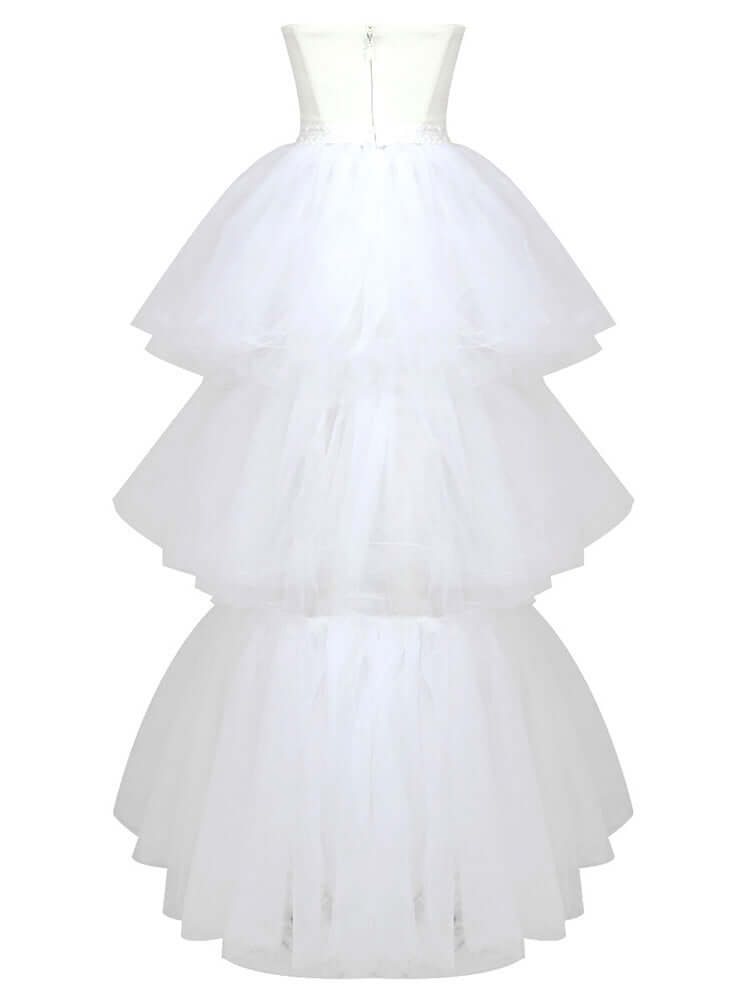 Tulle Embellished White Gown