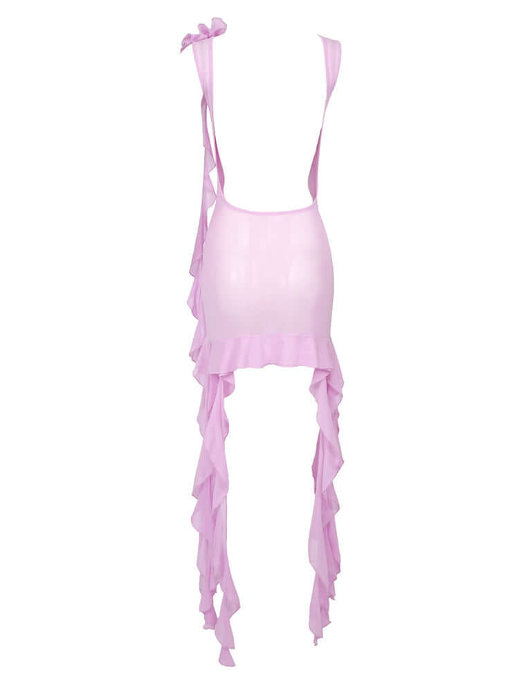 Light Transparent Pink Mesh Mini Dress