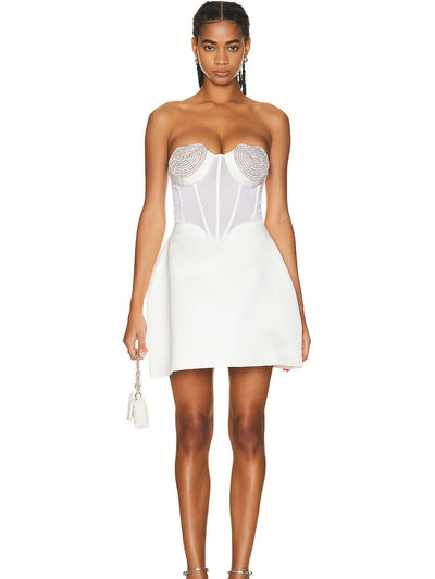 Crystal Design Strapless A-Line Mini Dress