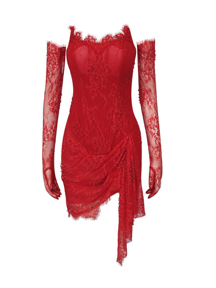 Red Lace Short Mini Corset Style Dress