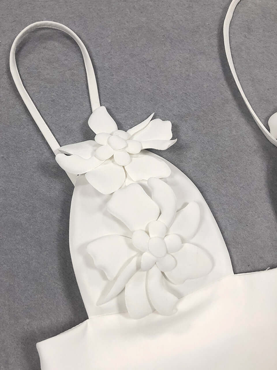 White Floral Bustier A-Line Mini Dress with feminine floral details for parties and events.