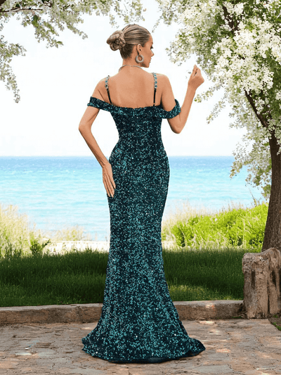 glamorous rose corset maxi gown back view