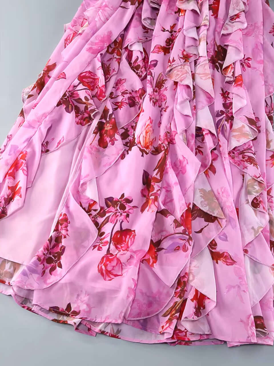 Floral ruffle maxi dress with smocked bodice – romantic boho wedding guest gownoral ruffle maxi dress with smocked bodice – romantic boho wedding guest gown