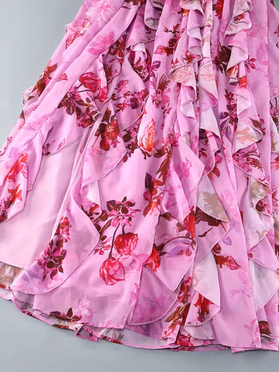 Floral ruffle maxi dress with smocked bodice – romantic boho wedding guest gownoral ruffle maxi dress with smocked bodice – romantic boho wedding guest gown