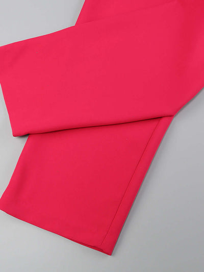 Long Sleeve Feather Detail Suit Hot Pink