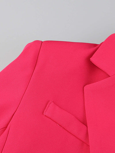 Long Sleeve Feather Detail Suit Hot Pink