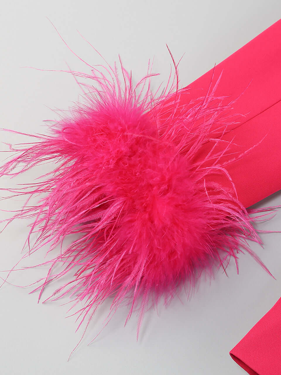 Long Sleeve Feather Detail Suit Hot Pink