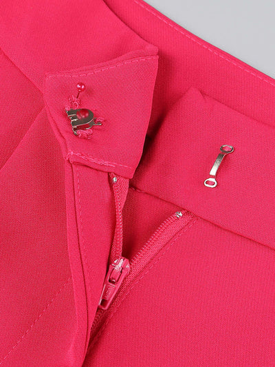 Long Sleeve Feather Detail Suit Hot Pink