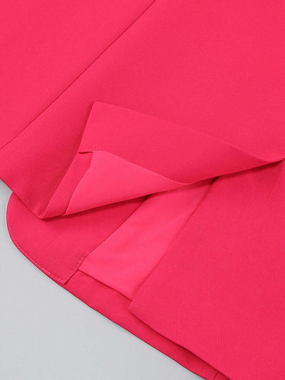 Long Sleeve Feather Detail Suit Hot Pink