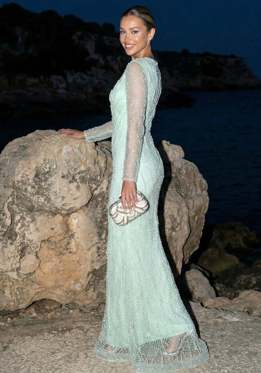 mint green mesh dress Mint Green Dress - Sleeveless Dress - 3D Floral Applique Dress