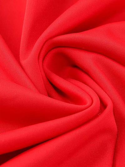 Elegant one-shoulder red gown with front slit and gold waist detail – formal evening dress
