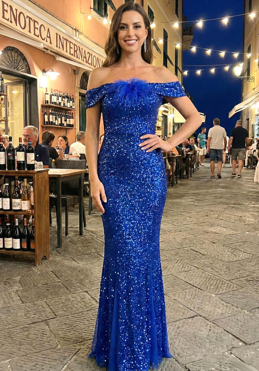 blue sequin off shoulder dress Maxi – Elegant Evening Gown – Valensia Seven HOLIDAY DRESS Visit our Gold Coast Size:13 US Women (10 UK/AU) Tessa Lace Strapless Midi