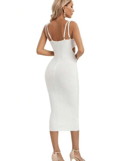 Pearl Coutout Bandage Dress In White