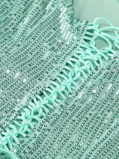 Emerald green sequin corset maxi dress with thigh-high slit for parties, red carpet & special occasions