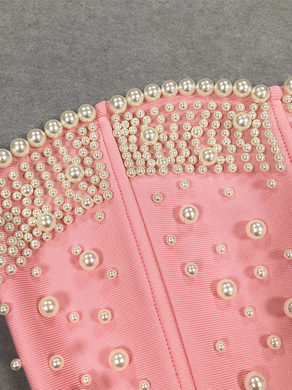 Strapless Pearl Detail Maxi Dress Pink