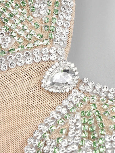 Strapless Crystals Embellished Mini Dress: Sparkle and Elegance in Every Stitch
