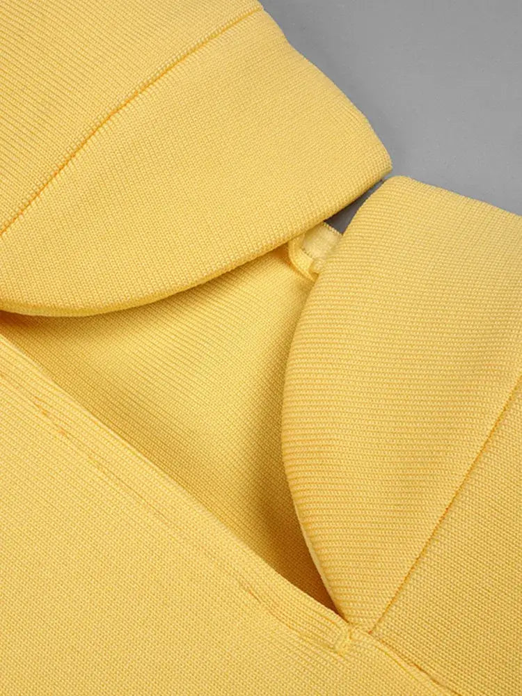 Lace-Up Maxi Bandage Dress Yellow Lace-Up Maxi Bandage Dress Yellow