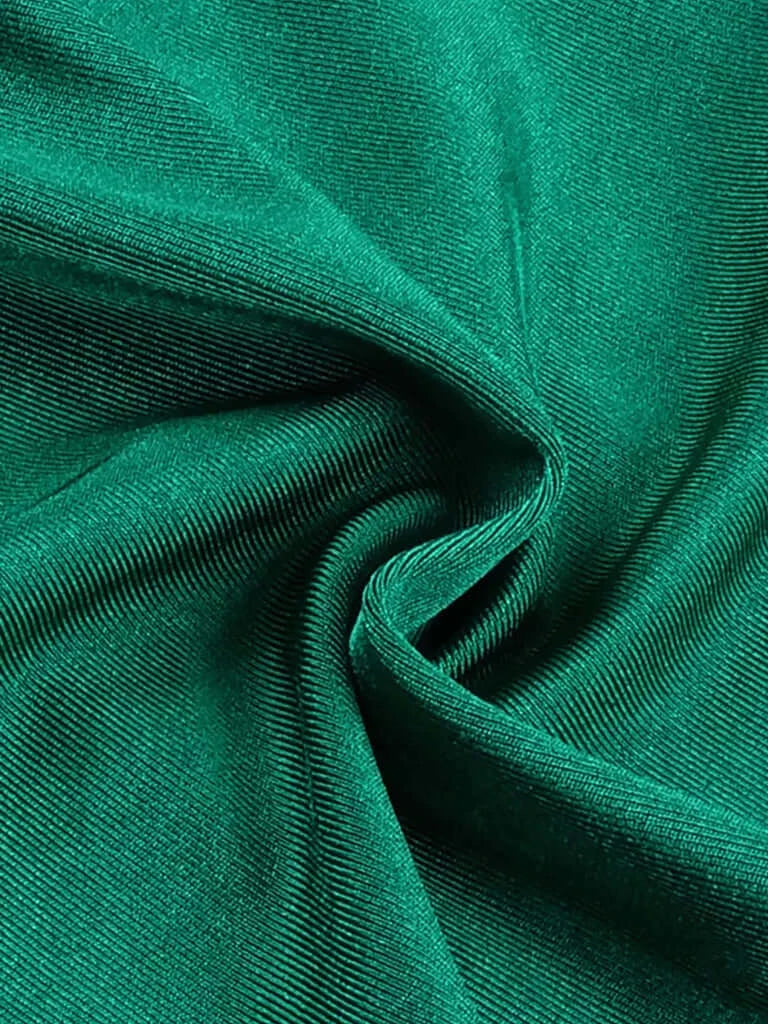 V Neck Draped Design Green Mini Dress With Gloves