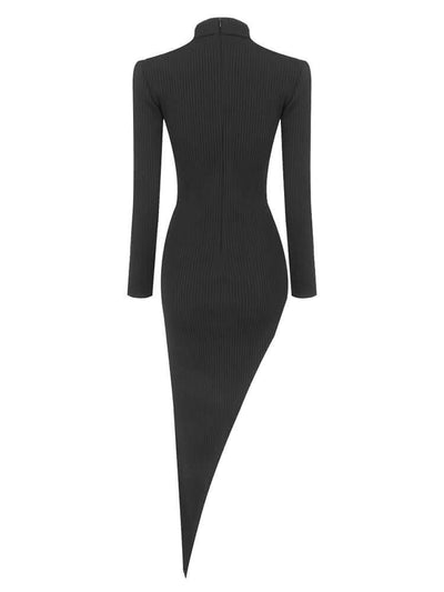 Long Sleeves Hollow Out Design Fashion Irregular Dress