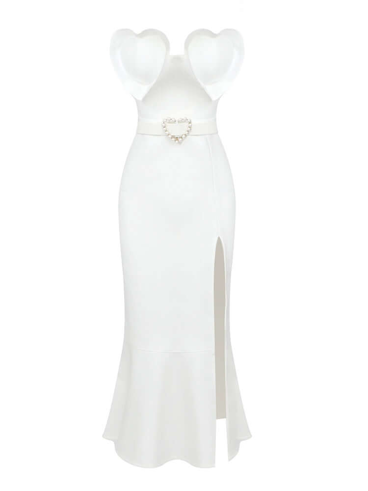 Heart Shape Design White Bandage Dress