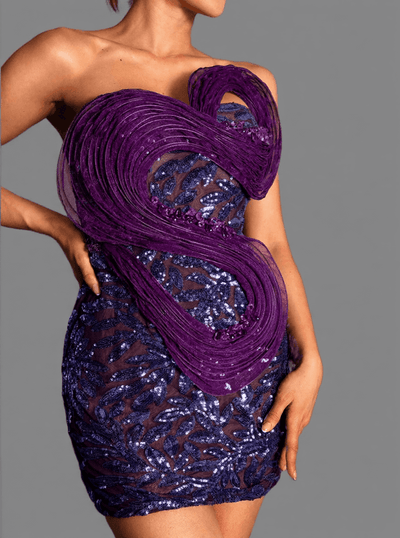 Sequin Scoop Neck Cocktail Dress