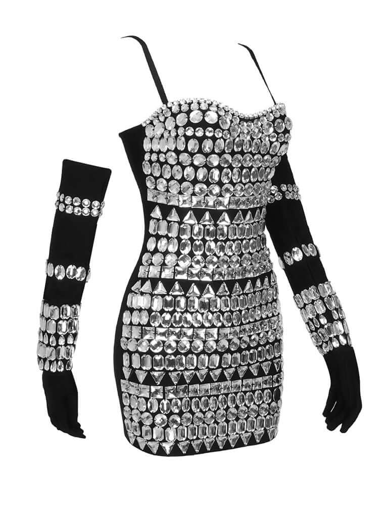 Mini Dress With Diamond Decoration