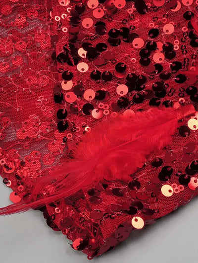 Red Glitter Sequins Maxi Dress