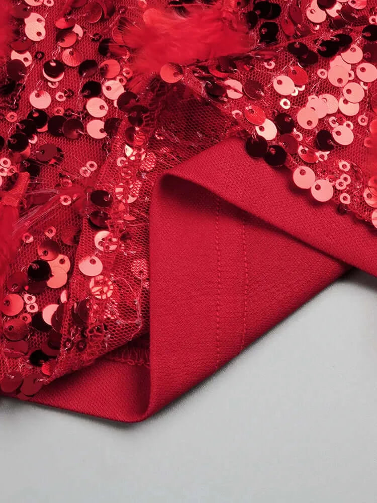 Red Glitter Sequins Maxi Dress